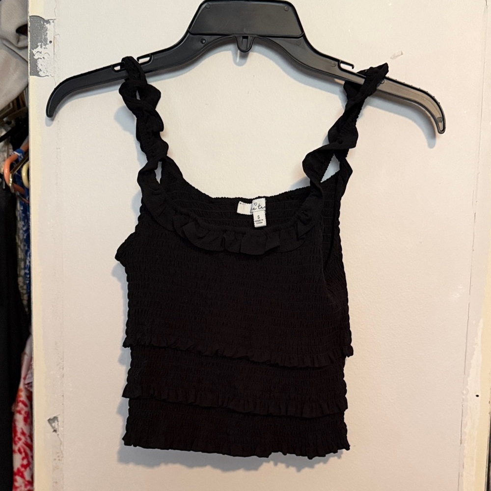 Love Tree Black Ruffled Camisole